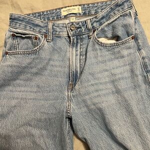 Abercrombie & Fitch Women’s Curve Love High Rise Wide Leg Blue Jeans